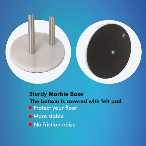 Noonext Toilet Paper Holder Stand with Shelf, Freestanding Toilet Paper Holder, Heavy Marble Base No Tipping Over (Brushed Nickel)