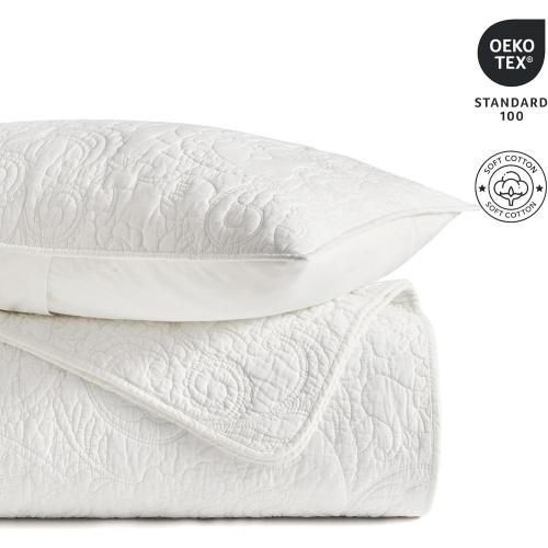 EVERGRACE 100% Cotton Paisley Quilt Set, Oversized King 3 Piece Set – Prewashed Lightweight Bedspread with 2 Shams, Soft & Breathable Matelasse Coverlet for All-Season Comfort, Bright White