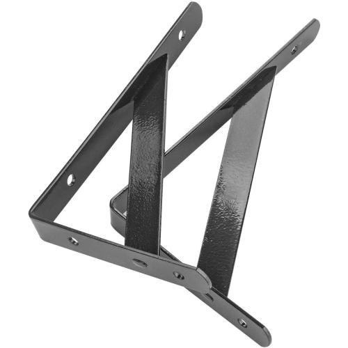 Heavy Duty Shelf Brackets 12 Packs Eau L Corner Brace Black 4 X 6 Inch 90 Degree Floating Shelves, Tripod Triangle Shelf Brackets for Floating Wood Shelves
