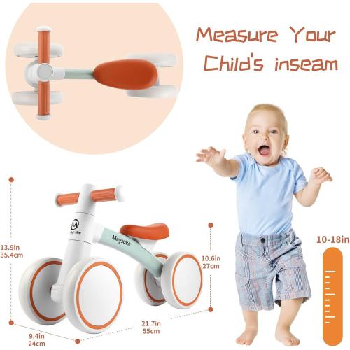 Baby Balance Bike Toys for 1 Year Old Boys and Girls Gifts, Toddler Bike 10-24 Month First Birthday Gift with 4 Wheels, No Pedal (Green)