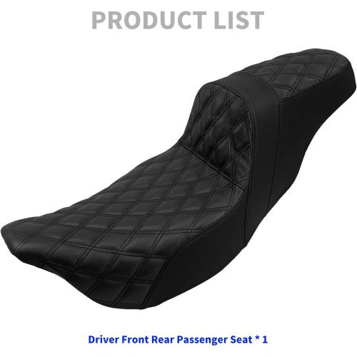 One-Piece Driver Passenger Seat Motorcycle 2-up Seat Fit for Harley Touring Electra Glide Road King Road Glide Street Glide 2009-2023 (Black Stitching)