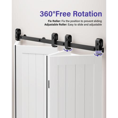 ZEKOO Bifold Barn Door Hardware: 60 inch Bi Folding Door Hardware Kits for 2 Closet Doors - Easy Assembly Smoothly Quietly Bifold Doors Track Kit - J Shape Top Mount Roller - Bi fold Hardware Only