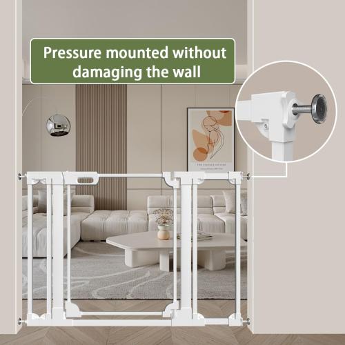 Clear Baby Safety Gate for Stairs,29-48 Wide, 30 Tall Pressure Mounted Acrylic Pet Gate, Easy Walk Through Auto Close Child Gate for Doorways and House,29.52-47.24