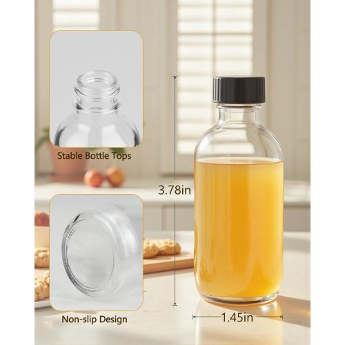 2OZ Small Glass Bottles with Lids and Funnels, 60ml Boston Round Glass Bottles, Mini Bottle, Perfect for Diy Essential Oils, Perfumes, Whiskey and Juices, 24 Pack Clear