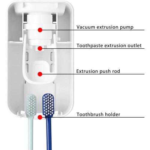 2 Slot Toothbrush Holder and Toothpaste Dispenser Wall Mounted, Automatic Toothpaste Squeezer, 2 in 1 Tooth Brush Toothpaste Organizer for Shower (Blue)