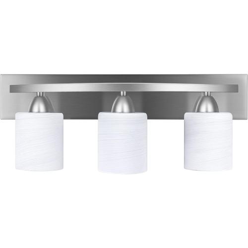 Bathroom Vanity Light Fixture - Over Mirror - Modern Glass Shade - Brushed Nickel, E26 Base, 3-Light