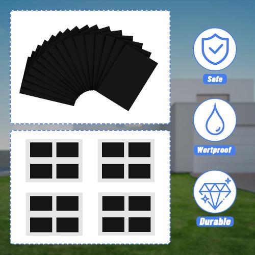 32 Pcs Garage Door Windows Decals Non Magnetic Faux Windows Decoration for 2 Car Garage Kits Waterproof Fake Door Stickers Faux Decals Hardware, 5.91 x 3.94 Inch, Black