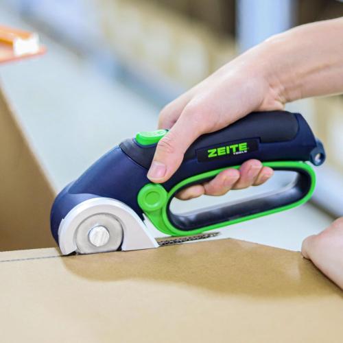 ZEITE 4V Cordless Electric Scissors,Cardboard Cutter with 2 Blades,Storage Box,USB Charging Cable,Power Rotary Cutter,Max Cutting 1/4,for Cardboard Box,Thin Carpet & Plastic, Easy to Hold and Safe
