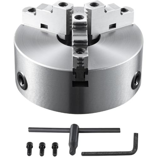 VEVOR 3-Jaw Lathe Chuck, 8'', Self-Centering Lathe Chuck, 0.16-8 in/4-200 mm Clamping Range with T-key Fixing Screws Hexagon Wrench, for Lathe 3D Printer Machining Center Milling Drilling Machine