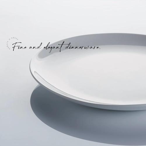 Set of 12 Anders and White 'Coupe' - White Vegan Friendly Bone China Dinner Set. 12 Pieces Dinnerware Set. Contains 4X Dinner Plates, Side Plates and Bowls.