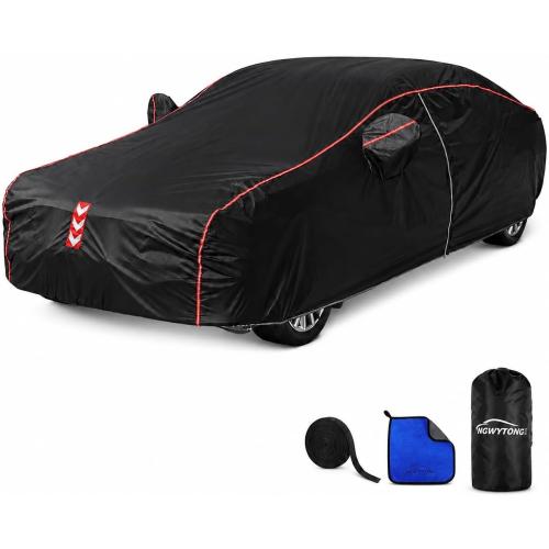 Car Cover Waterproof All Weather, 8-Point Fastening for Sedans 186-193 in | 8-Point Fastening, 120s Quick Setup, 600D Oxford Fabric, All-Weather Protection