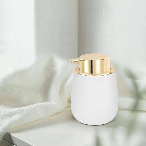 Ceramic Soap Dispenser, Refillable Dish Soap Pump Dispenser, Hand Soap Dispenser for Kitchen Sink Bathroom Counter, Modern Stylish Design (Black & White)
