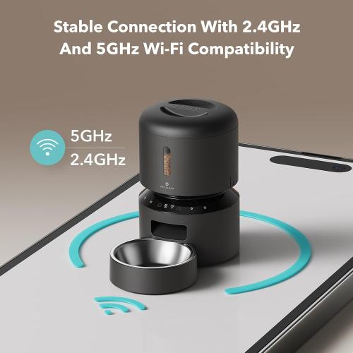 PETLIBRO Automatic Cat Feeder, 5G WiFi Pet Feeder with Freshness Preservation, Timed Cat Feeders for Dry Food, Up to 48 Portions 10 Meals Per Day, Granary Pet Feeder for Cat/Dog