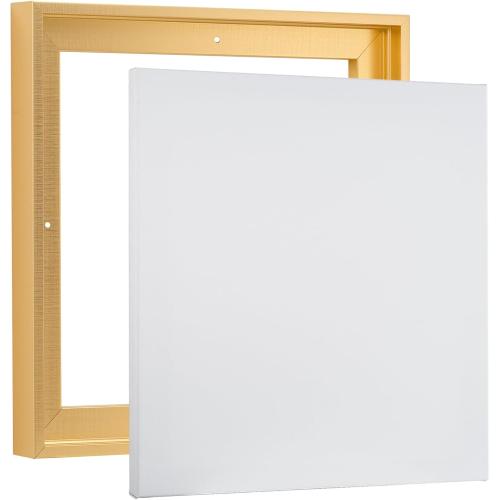 Size 9x9 Color Brown Pixy Canvas Combo Pack: Floater Frame   9x9 inch Stretched Canvas for Painting, 1-3/8 Thick Frame   3/4 Deep Stretched Canvas with 12 oz Primed 100% Cotton Canvas Fabric (Brass Gold, )
