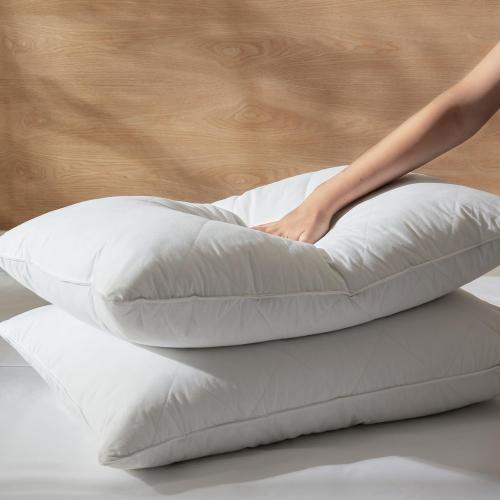 Three Geese White Goose Feather Cotton Pillows Standard Size- Soft 600 Thread Count 100% Cotton, Medium Firm,Soft Support Surround Fill Cotton (Standard Size:Pack of 2)
