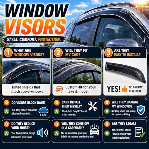 2021-2026 Tape-On Rain Guards for Ford Bronco Sport Side Window Visor Deflectors Sport Big Bend Outer Banks Badlands Heritage 2022 2023 2024 2025