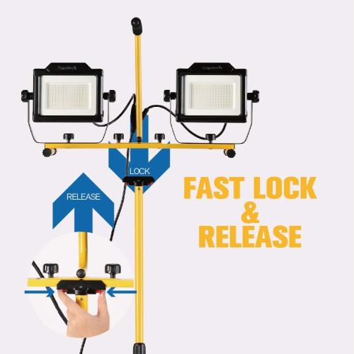 180W 20000 Lumen Dual-Head LED Work Light with Tripod Stand, 4 Brightness Adjustable, IP 65 Waterproof 10 Ft Power Cord