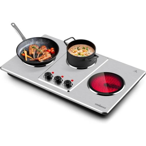 Cusimax Hot Plate Electric,Countertop Infrared Triple Burner with 7″ Ceramic Glass Cooktop,Electric Hot Plate for Cooking,11 Level Temperature Setting