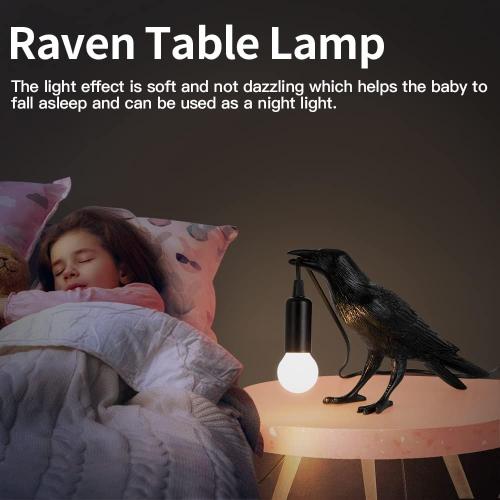 Crow Lamp - Raven Lamp Adjustable Brightness with Bulb，Bird lamp，Crow Light Gothic Halloween Decor for Bedside Bedroom Living Room Decor
