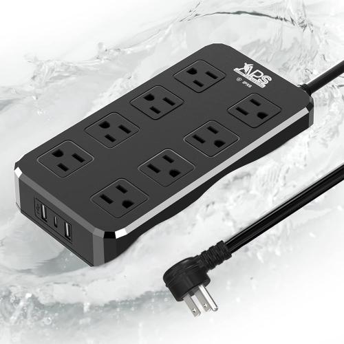 QIYUAN Outdoor Power Strip Weatherproof Waterproof 8 Outlet 3 USB 6FT | Outdoor Extension Cord with Multiple Outlets, Wall Mountable Outlet Extender Heavy Duty 13A for Patio Garden RV Christmas