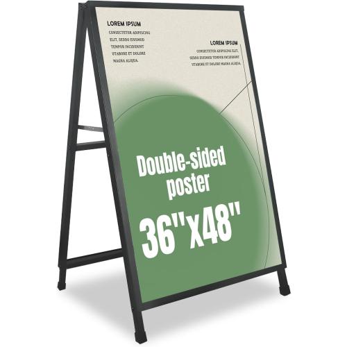 A Frame Sign 36x 48'' Sandwich Board Heavy Duty Double-Sided Sidewalk Signboard Folding Holder Outdoor Pavement Sign for Businesses Store Signs (Frame only),Black