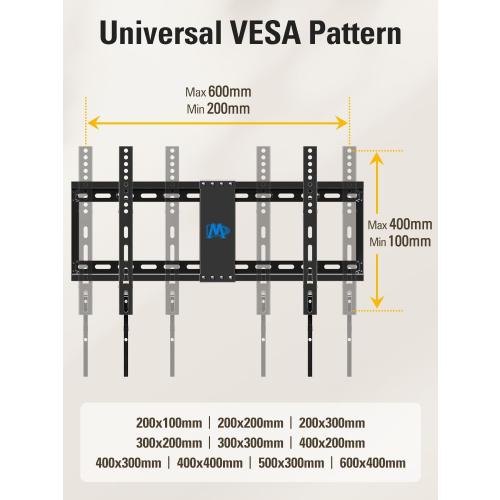 Mounting Dream TV Wall Mount for Most 37-75 Inch TVs, Universal Tilt TV Mount Fit 16, 18, 24 Stud with Loading Capacity 132lbs, Max Vesa 600 x 400mm, Low Profile Flat Wall Mount TV Bracket