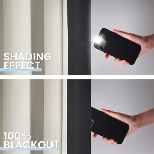 SimpleHome 100% Blackout Curtains for Bedroom,Thermal Insulated Grommet Window Drapes Room Darkening Cream Curtains for Living Room with Black Back,52 x 84 Inch,2 Panels