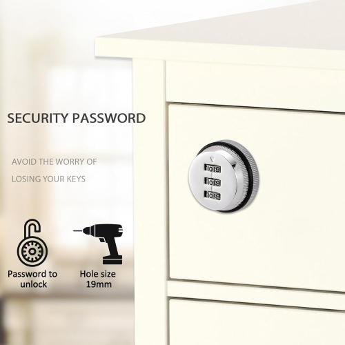 3 Pack Combination Cabinet Cam Lock with 1-1/8'' Cylinder and Chrome Finish, Security Combi-Cam Lock for Cabinet Filing Drawers Mailbox, Silver