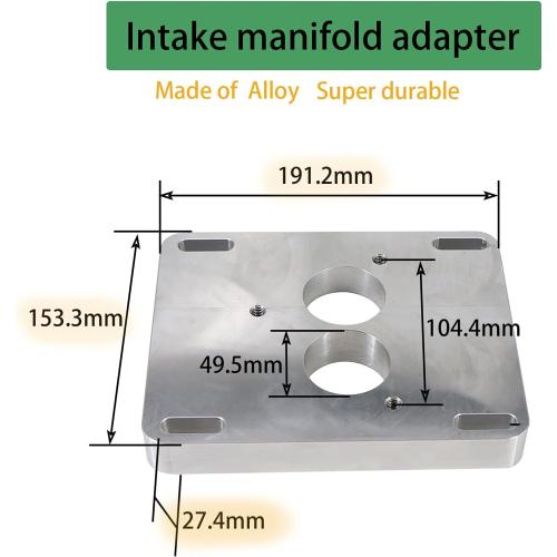 Intake manifold adapter Replace for TBI 5.7 350 adapts a small block 1.75 bore throttle body injection 1 thick Fits Pattern 4-barrel Manifold Alloy Durable