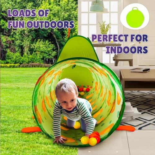 Kiddey Caterpillar Kids Play Tunnel & Tent – Toddler Crawl Tunnel   Play Tent, Pop-Up Indoor/Outdoor Ball Pit Playset (Balls Not Included), Folds Flat for Storage