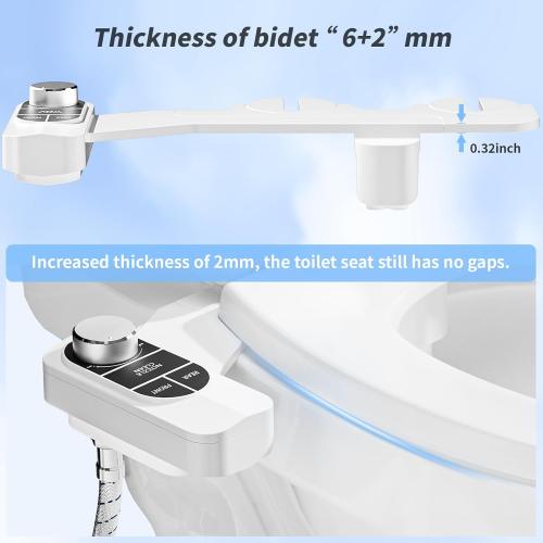 SAMODRA Non-Electric Bidet - Self Cleaning Dual Nozzle (Frontal and Rear Wash) Fresh Water Bidet Toilet Seat Attachment with Independent Adjustable Water Pressure (Classic Black/Silver)