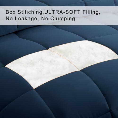 COHOME Oversized King Size Comforter, All-Season Quilted Down Alternative Duvet Insert, Luxury Hotel GentleSoft Comforter with Anti-Clump Tech & 8 Tabs - Reversible - Navy Blue 98 x116 inches