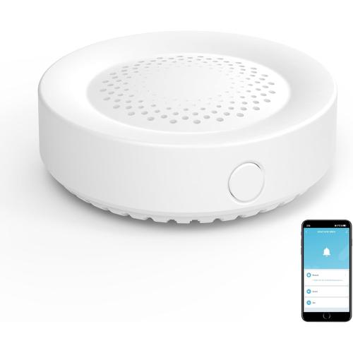 WiFi Siren Alarm: Wireless Burglar Alarm for Home Security and Smart Home Automation, 100dB Sounder, Tuya App Control, No Hub Required, Compatible with Alexa, Google Assistant