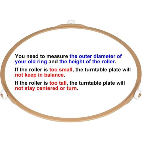 8.8 Microwave Turntable Ring with 15 mm Rollers, Microwave Oven Tray Support, Glass Plate Rotating Roller Ring, Ring Outer Diameter 8.8 inch (22.2 cm), Roller Height 15 mm