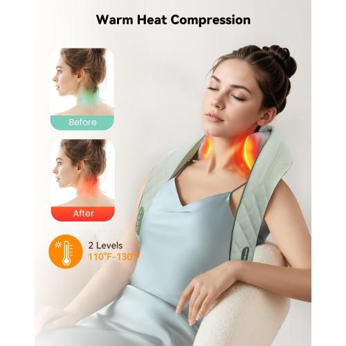 Snailax Cordless Neck Massager with Heat, Shiatsu Neck Shoulder Massager for Pain Relief Deep Tissue, 4D Kneading Shiatsu Back Massage Pillow, Gifts for Women, Men