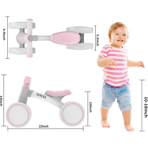 SEREED Baby Balance Bike for 1 Year Old Boys Girls 12-24 Month Toddler Balance Bike, 4 Wheels Toddler First Bike, First Birthday Gifts