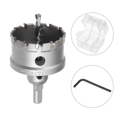 55mm TCT Hole Saw, 2-3/16” Cutting Diameter Tungsten Carbide Tipped Hole Cutter Opener, for Stainless Steel Metal Plate Aluminum