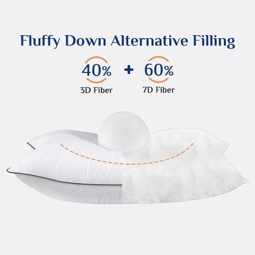 JOLLYVOGUE Standard Pillows Set of 2, Cooling and Supportive Pillows Full Size Set of 2 for Side and Back Sleepers, Down Alternative Hotel Collection Sleeping Pillow