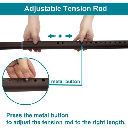 Oxdigi Tension Shower Doorway Curtain Rod/Adjustable 141.7-161.4 inches No Drilling Window Curtain Rod for Bethroom, Indoor Decor/Bronze