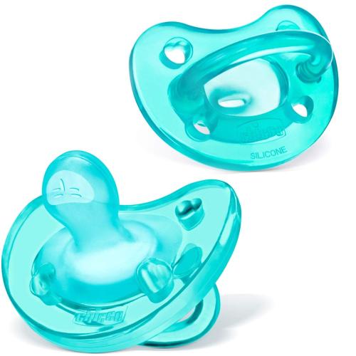 Chicco PhysioForma 100% Soft Silicone One Piece Pacifier for Babies Aged 6-16 Months | BPA & Latex Free | Reusable Sterilizing Case | Teal, 4pk