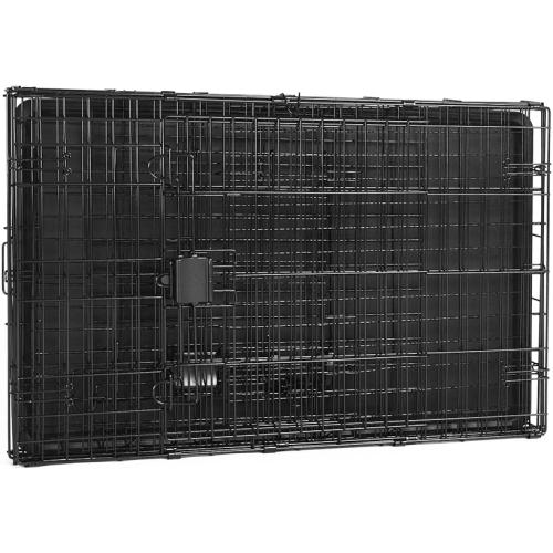 Amazon Basics Portable, Easy to Assemble, Foldable Metal Wire Dog Crate with Removable Tray, Double Door, Divider Panel, Handle, 36 x 23 x 25, Black