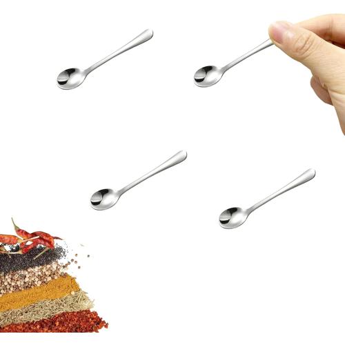 3 Spoons ONLY.   Tiny Stainless Steel Spoons for Spices Jars, Mini Size 2.87, Cute Small Stainless Steel Condiment Spoons for Spices, Salt, Sugar, Pepper, Honey (4 PCS, 2.87, Silver)
