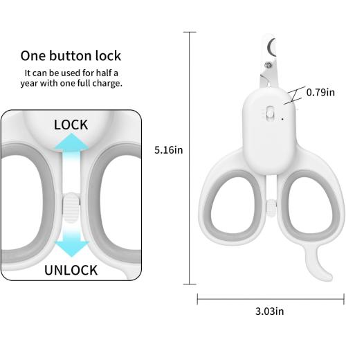 PAKEWAY Pet Nail Clipper with LED & -U-V Light, Cat Claw Trimmer with Ultra Bright LED Light for Nail Bloodline to Avoid Over Cutting, Sharp Angled Blade Grooming Tool for Dog Cat Rabbit Small Animals