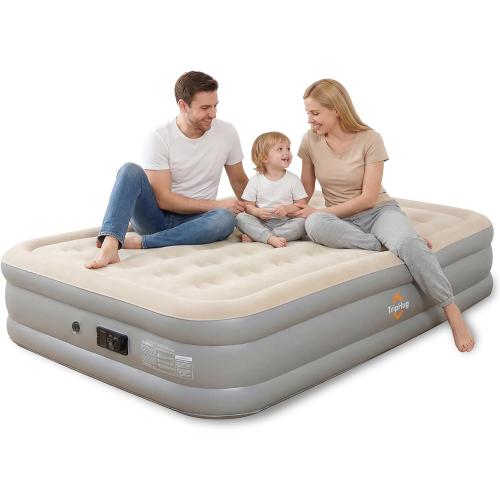 Queen Air Mattress with Built-in Pump, 2 Min Fast Inflation, 16 Raised Height, Supports up to 650 lbs, for Camping, Home Use, Guests, Portable Travel