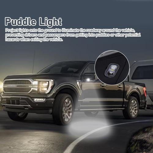 For Ford F150 2021-2024 Door Mirror with Textured Black Cover Manual Folding with Turn Signal Light Puddle Light Power Heated and Blind Spot Glass Temp Sensor 13 Pins Right Passenger Side (W/O Camera)