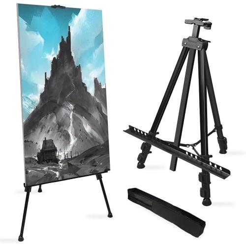 RRFTOK Art Painting Display Easel Stand,72Inches Portable Adjustable Metal Tripod with Artist Easels for Canvases Height from 22-72”for Table-Top/Floor Paint and Displaying,Black