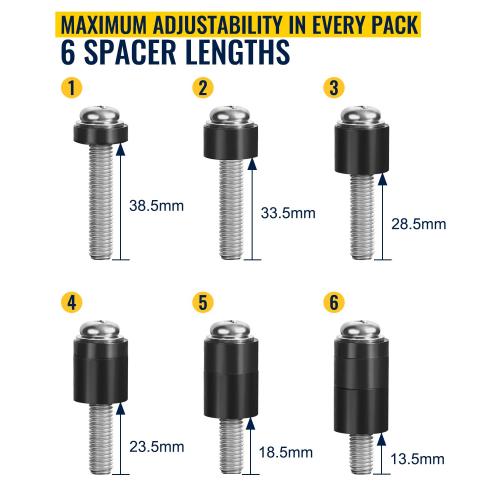 M8 Screws for Samsung TV – Extra Long Bolts Adjustable 13.5mm–45mm, TV Mounting Screws with Washers & Spacers, Fits 41–85″ VESA TVs