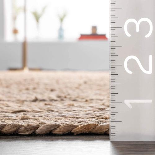 Handwoven Jute Braided Area Rug- Rustic Vintage Beige Reversible Rugs Eco Friendly Rugs for Bedroom Kitchen Living Room Farmhouse (Natural-6' Round)