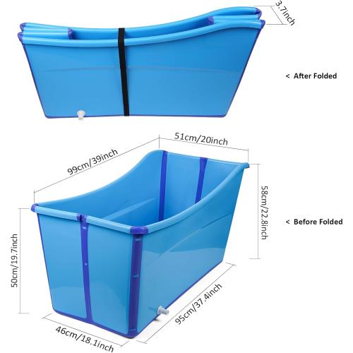 BLUE Large Size Portable Ice Bath Tub for Toddler Teenager Twins Pets and Small Adults, Foldable Ice Bath Tub for Both at Home and On The Go (Blue)