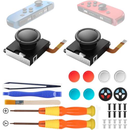 GuliKit Switch JoyCon Joystick Replacement, TMR Joystick, Updated Anti-Drift TMR Electromagnetic Joystick For Switch LCD/OLED Joy Con & Switch Lite with Repair Kit Accessories (2 Pack)